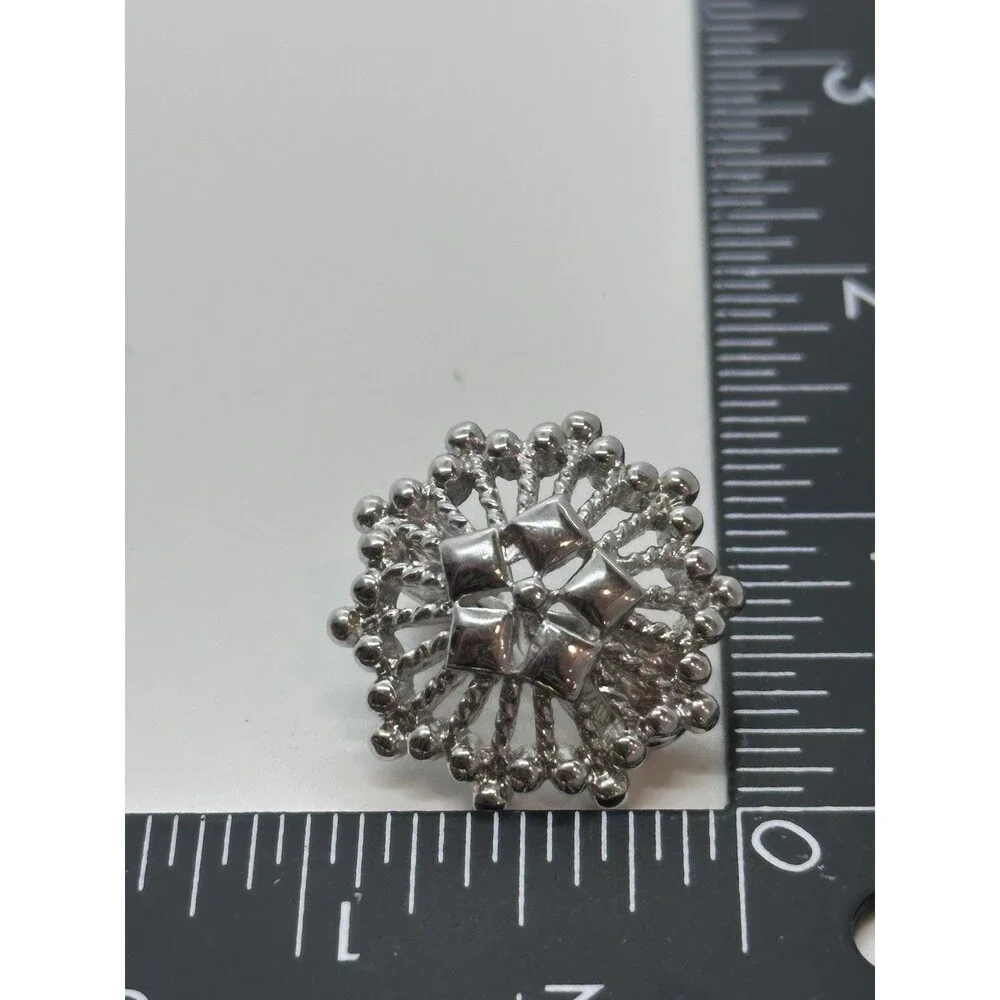 Monet Silver Tone Clip On Flower Earrings